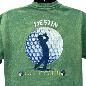 Vintage 90s Destin Golf Club T Shirt Golfing Golfer Florida Green XL X-Large